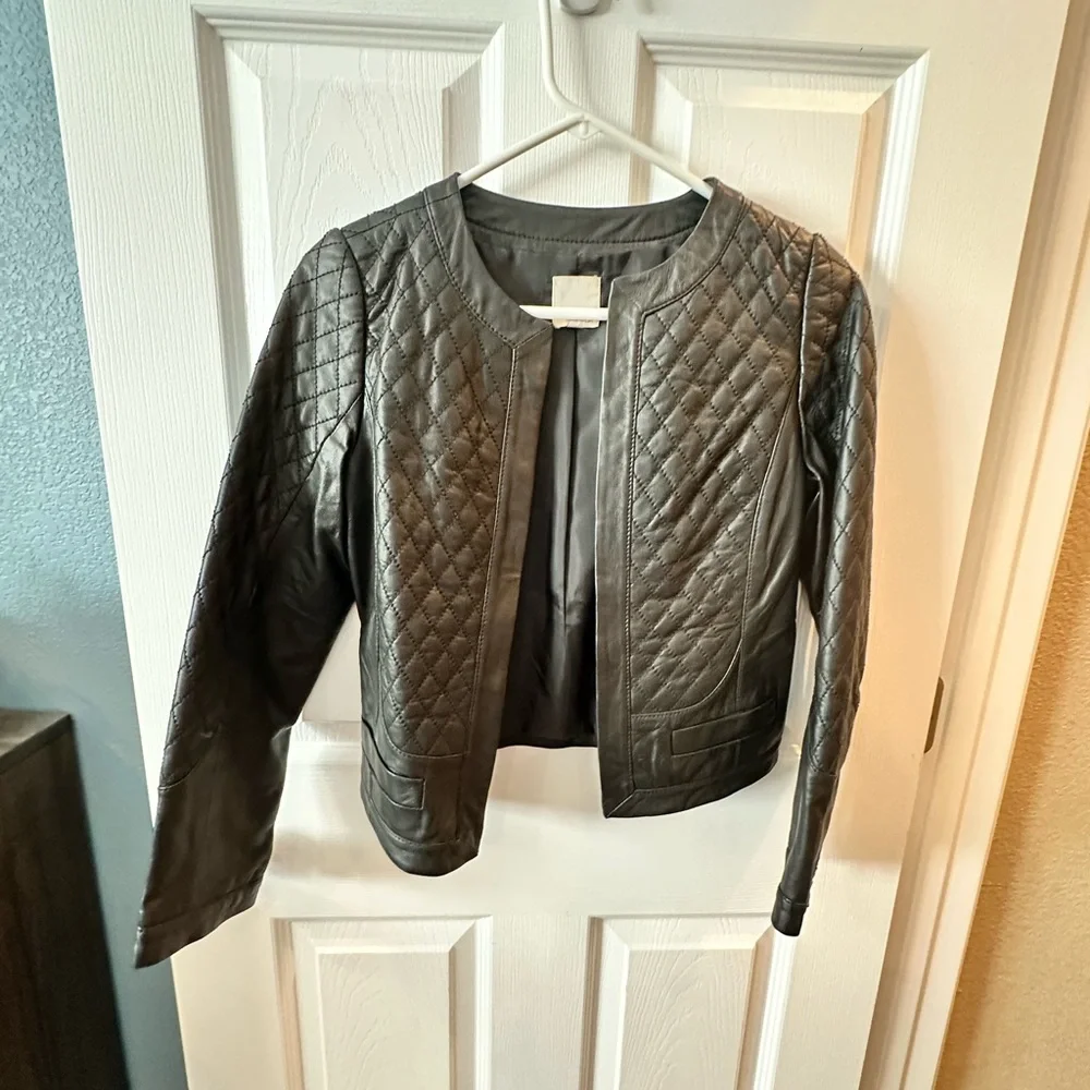 Halogen quilted leather jacket - Black - Size XS Petite - Picture 1 of 2